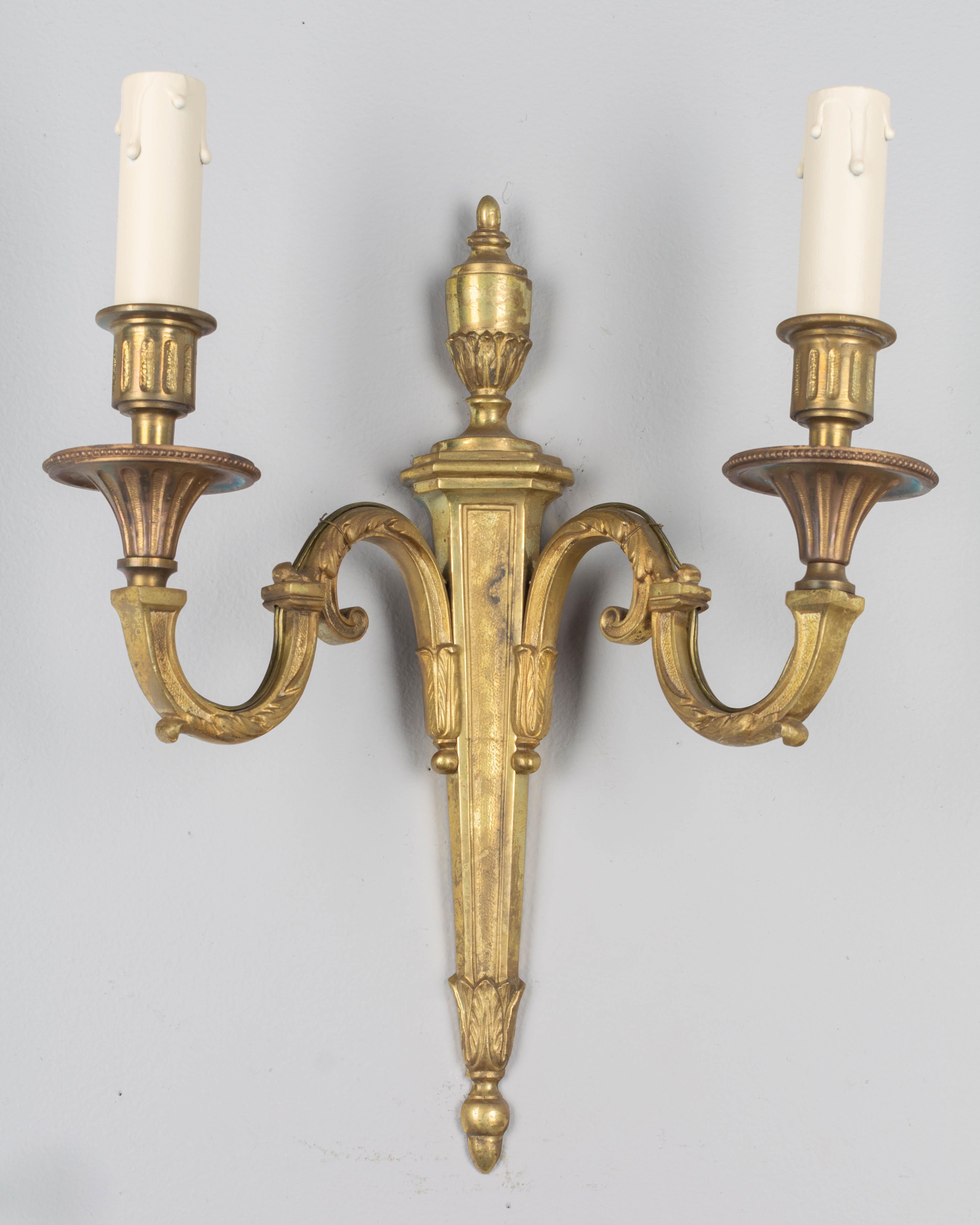 20th Century Set of Four Bronze Louis XVI Style French Sconces