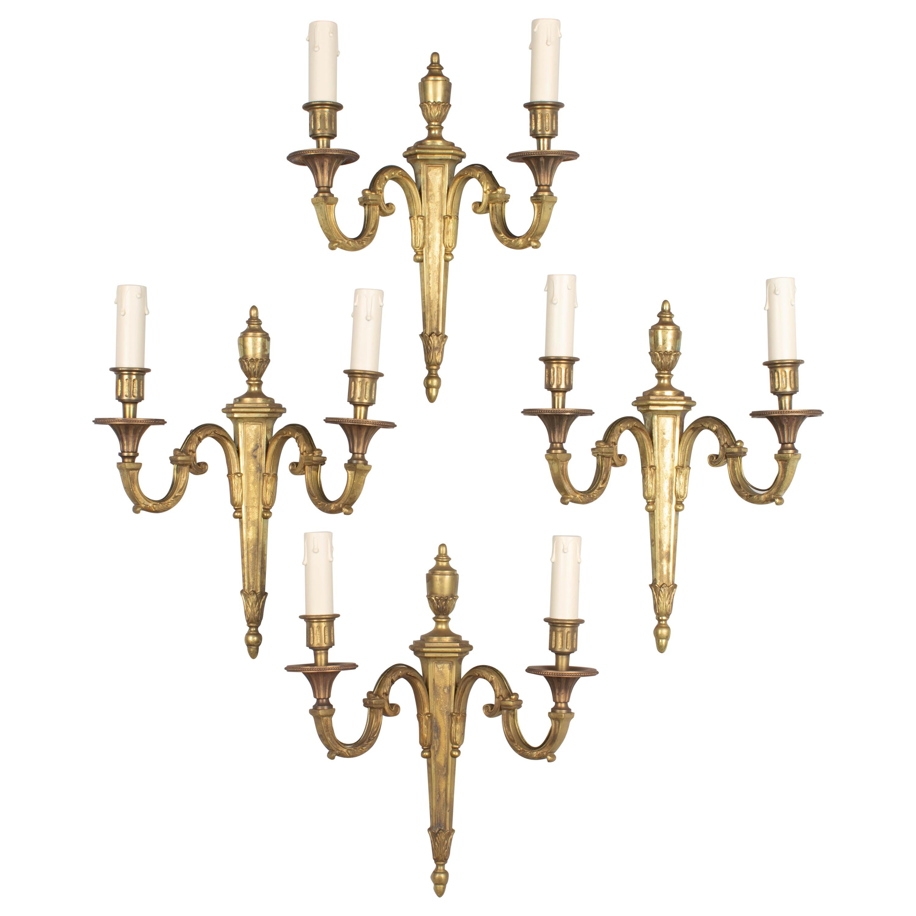 Set of Four Bronze Louis XVI Style French Sconces