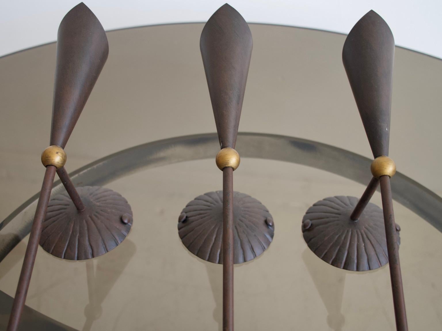 Mid-Century Modern Set of Four Bronze Painted Metal Wall Lights