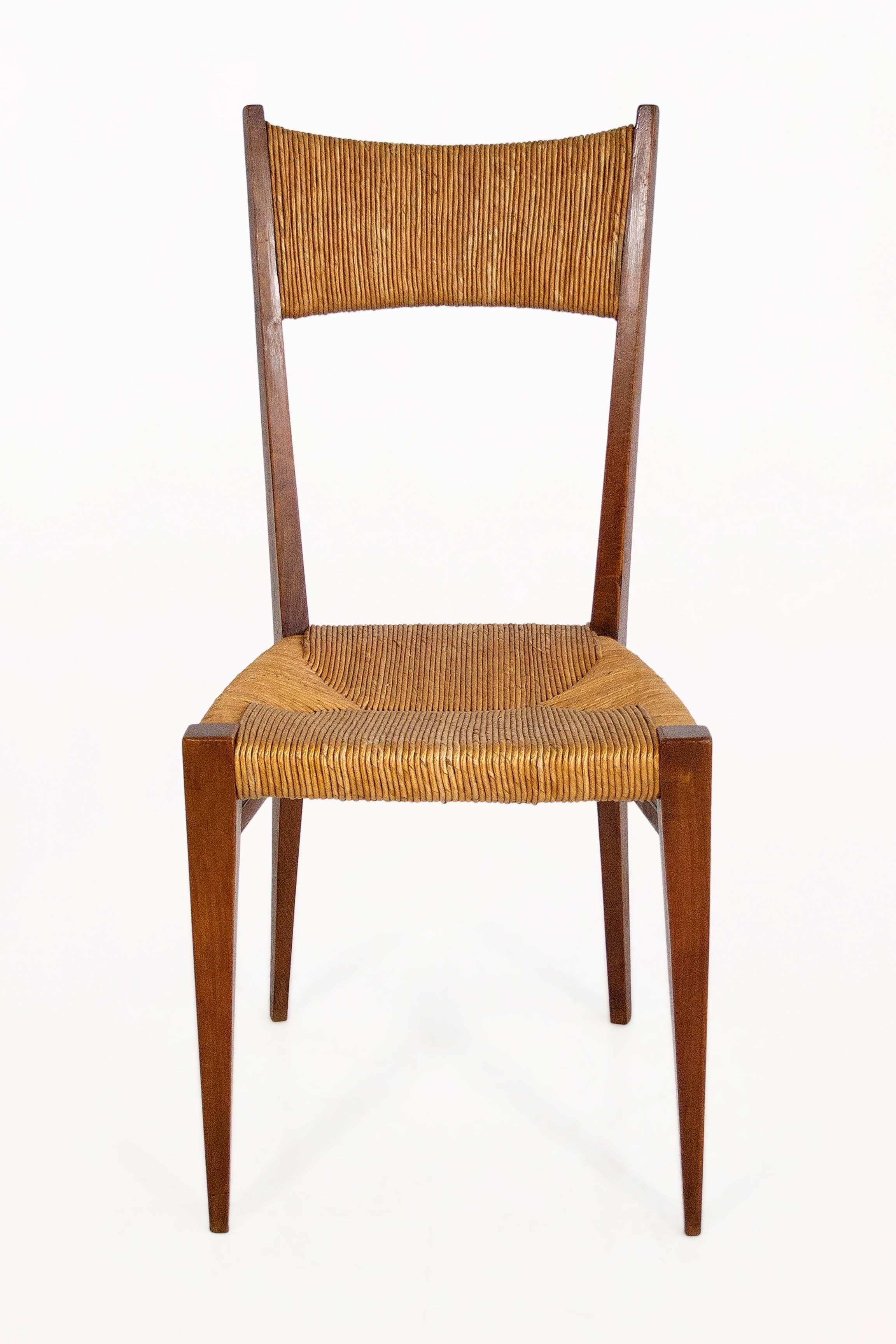 Set of four brown dining chairs
Very light and comfortable
circa 1950, France
Very good vintage condition.