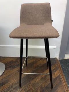 Set of Four Brown Fabric Maverick High Back Counter Stools
