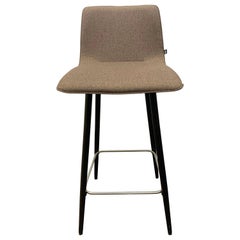 Set of Four Brown Fabric Maverick High Back Counter Stools