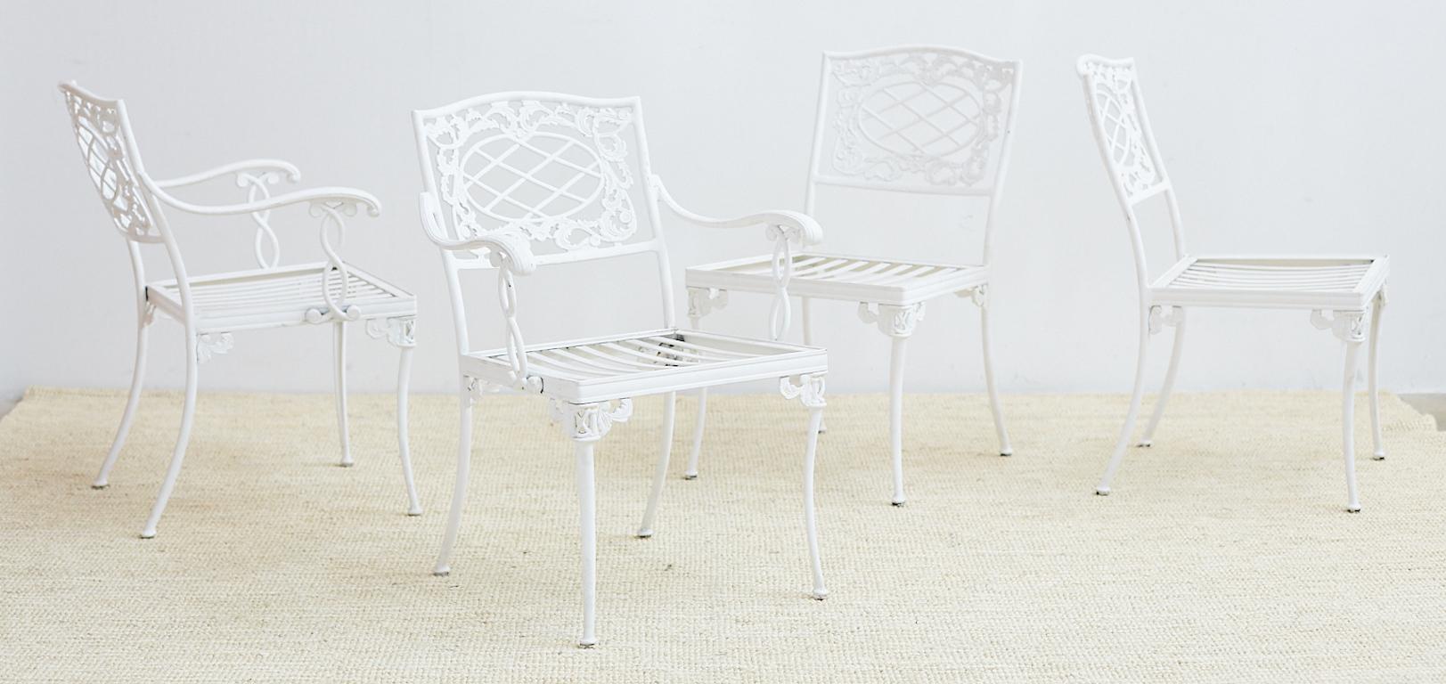 Set of Four Brown Jordan Neoclassical Aluminium Garden Chairs 1