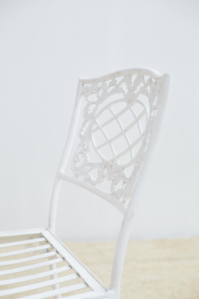 Set of Four Brown Jordan Neoclassical Aluminium Garden Chairs In Excellent Condition In Rio Vista, CA