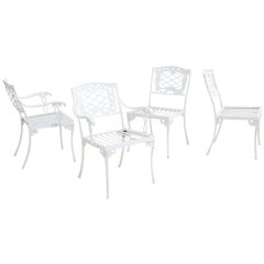Set of Four Brown Jordan Neoclassical Aluminium Garden Chairs