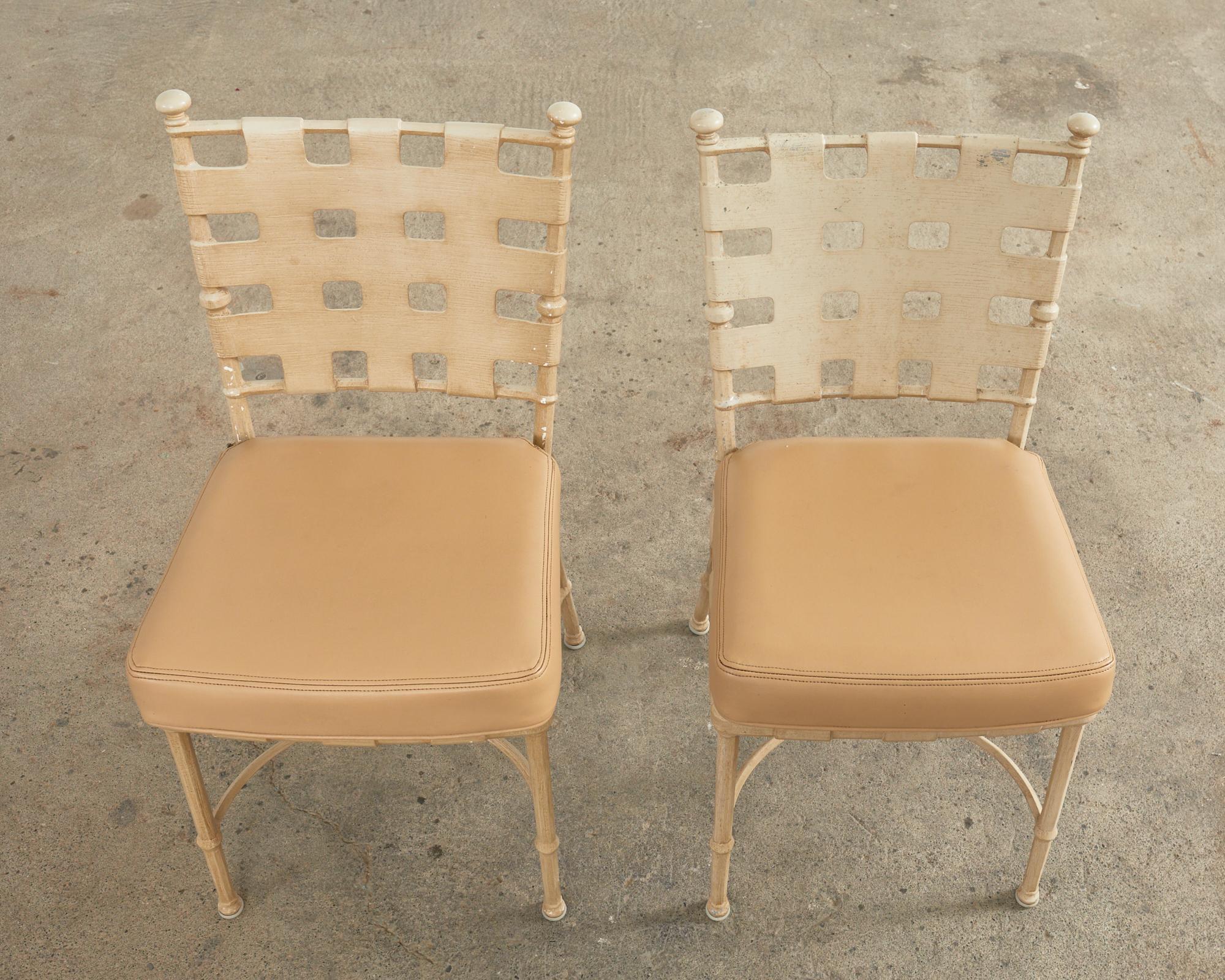 20th Century Set of Four Brown Jordan Neoclassical Style Garden Dining Chairs For Sale