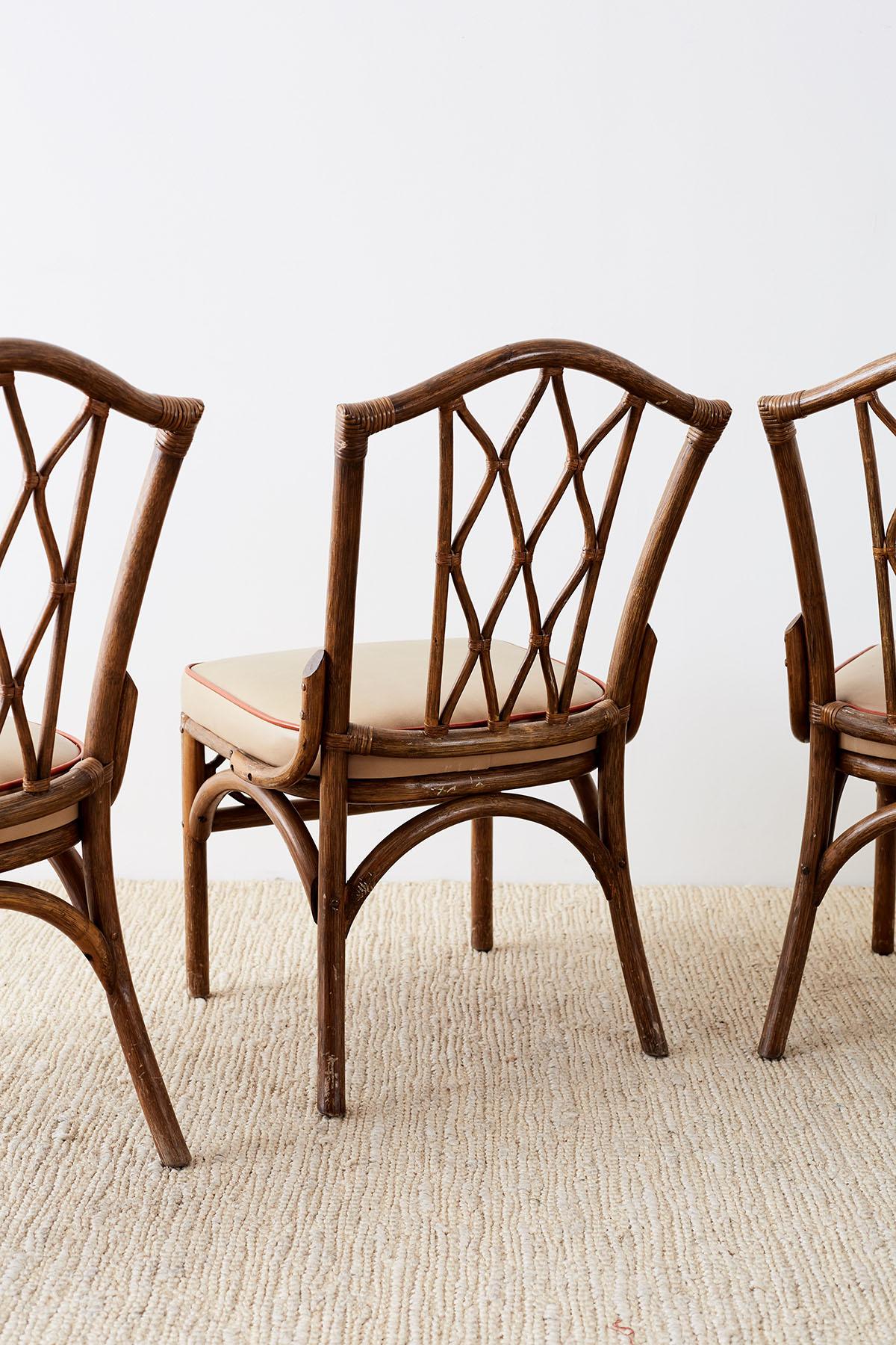 Set of Four Brown Jordan Rattan Dining Chairs 5