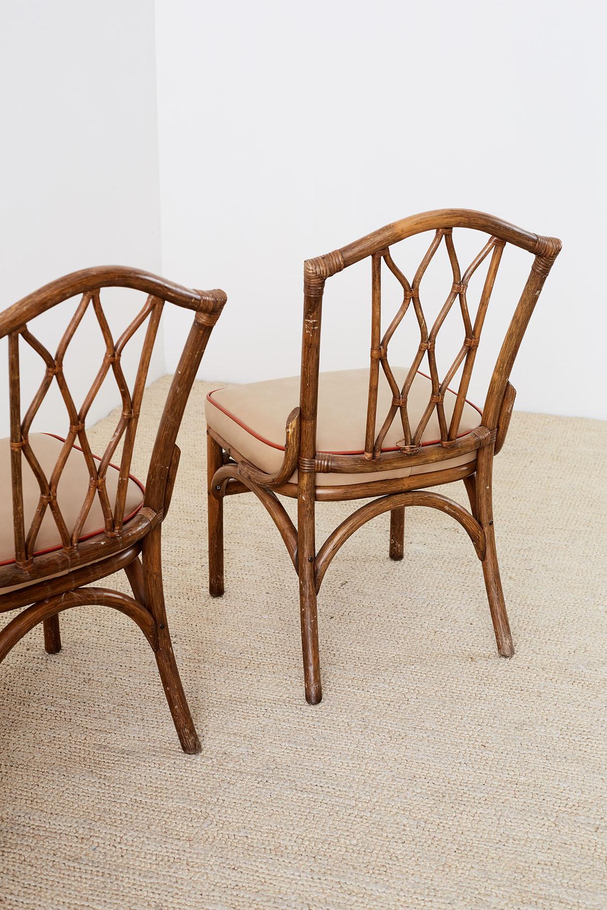 Set of Four Brown Jordan Rattan Dining Chairs 7