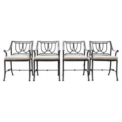 Set of Four Brown Jordan-Style Neoclassical Garden Armchairs