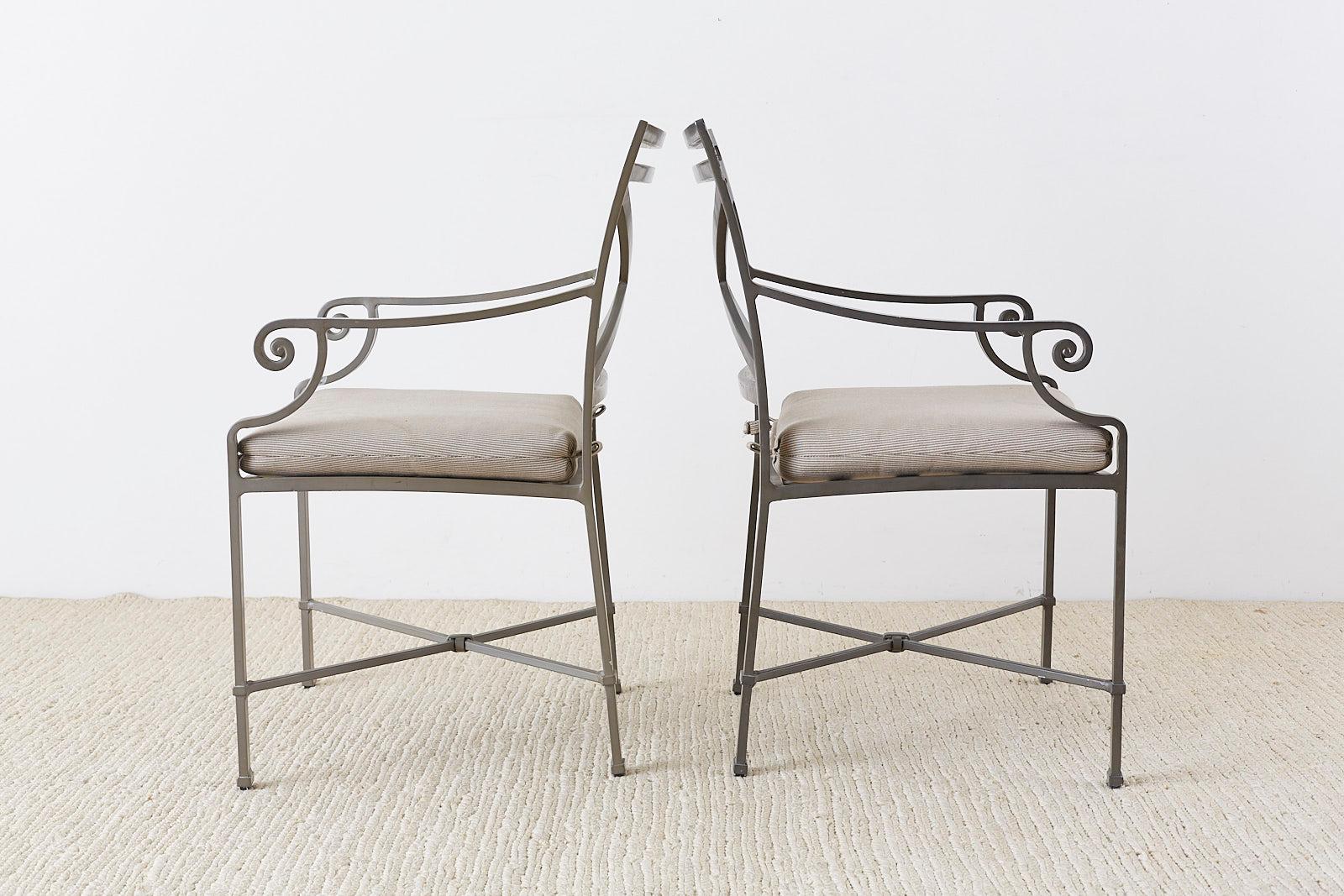 Set of Four Brown Jordan Venetian Aluminum Patio Armchairs In Good Condition In Rio Vista, CA
