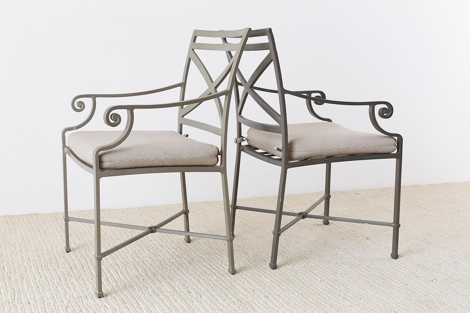 Contemporary Set of Four Brown Jordan Venetian Aluminum Patio Armchairs