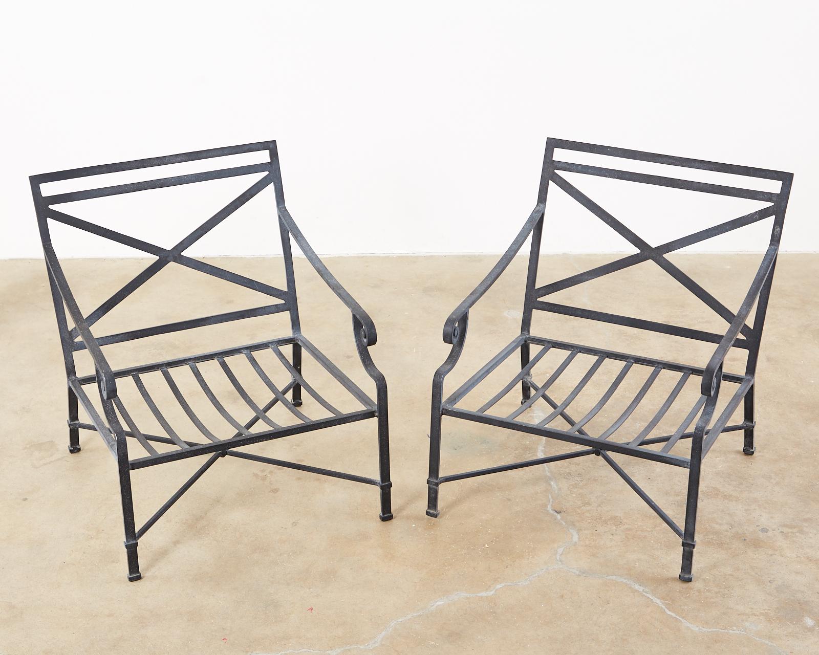 Aluminum Set of Four Brown Jordan Venetian Patio Lounge Chairs
