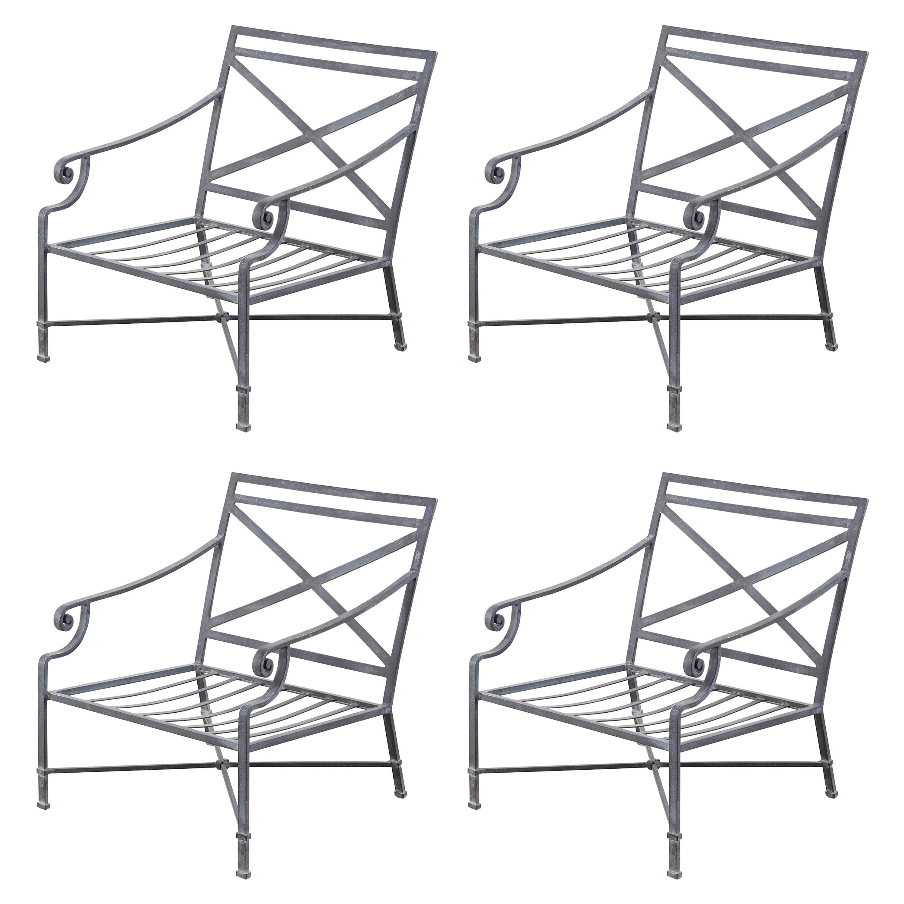 Set of Four Brown Jordan Venetian Patio Lounge Chairs