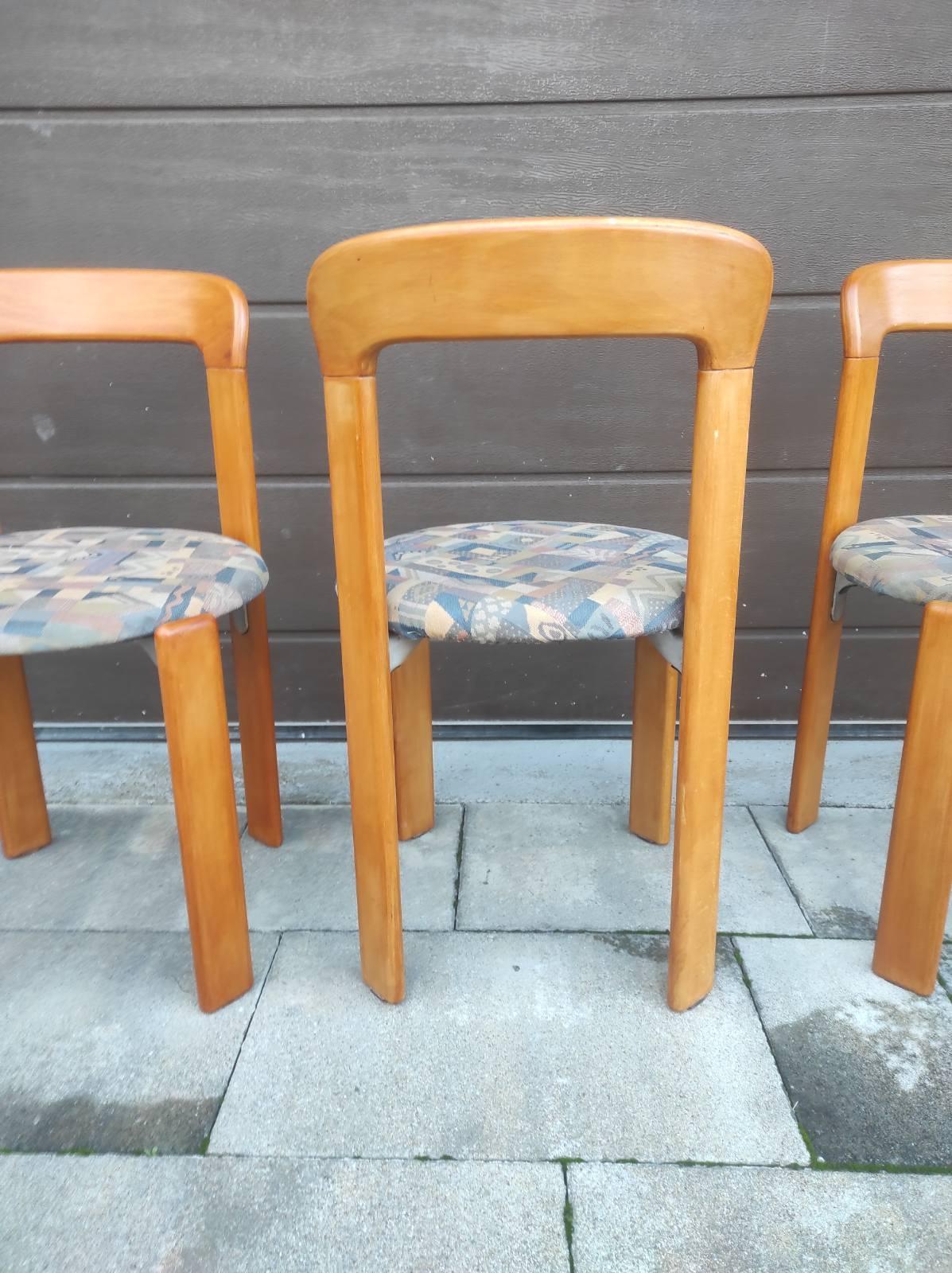Swiss Set of Four Bruno Rey Dining Chair for DIETIKER 1970s