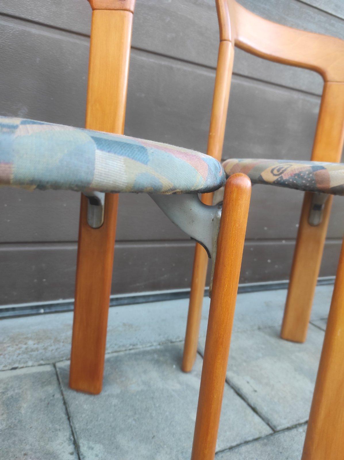 Wood Set of Four Bruno Rey Dining Chair for DIETIKER 1970s
