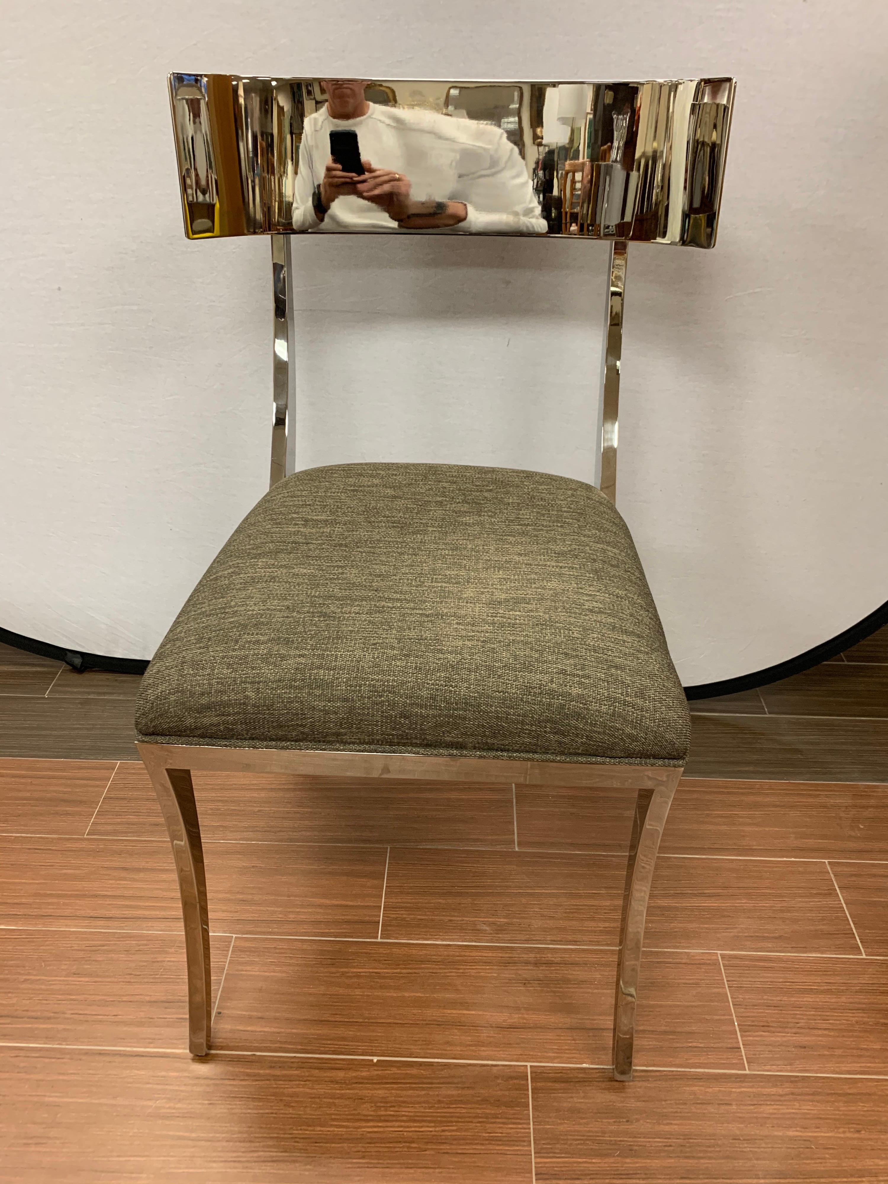 20th Century Set of Four Chrome Neoclassical Style Klismos Chairs