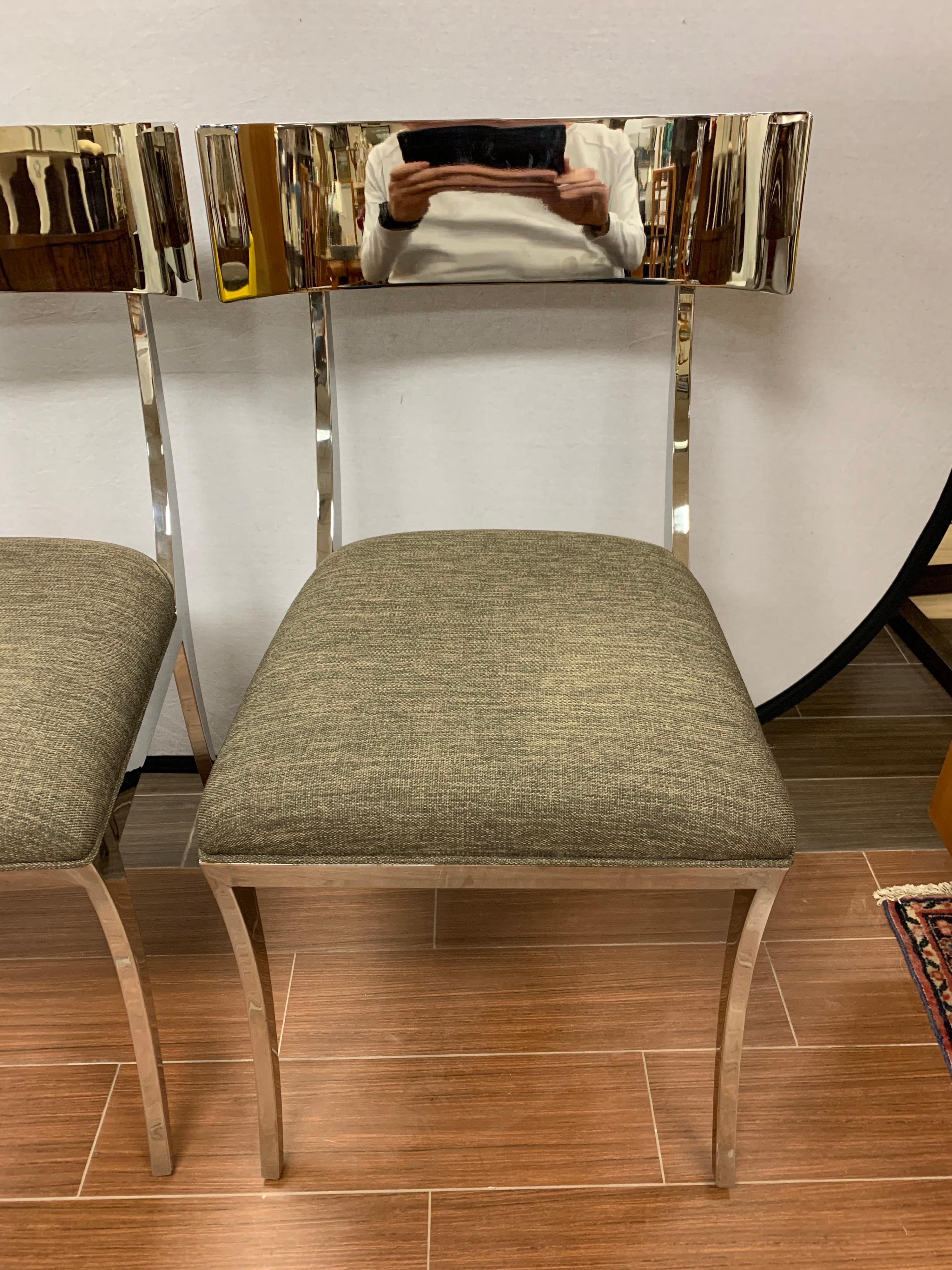 Set of Four Chrome Neoclassical Style Klismos Chairs 2