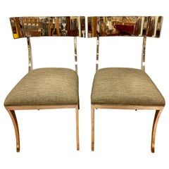 Set of Four Chrome Neoclassical Style Klismos Chairs