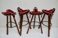 Set of Four Brutalist Bull Barstools Marbella Light Brown