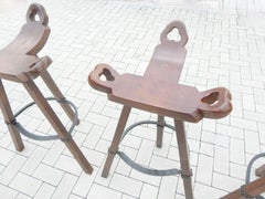 Set of Four Brutalist Bull Barstools Marbella, Spain, 1970s