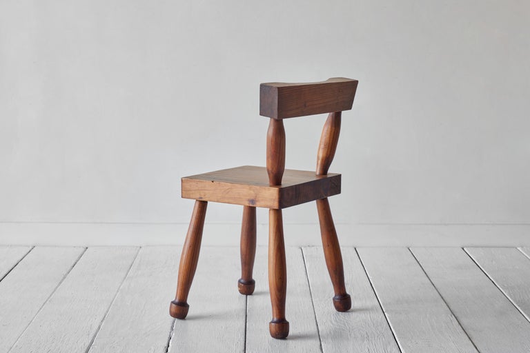 Wood Set of Four Brutalist Chairs For Sale