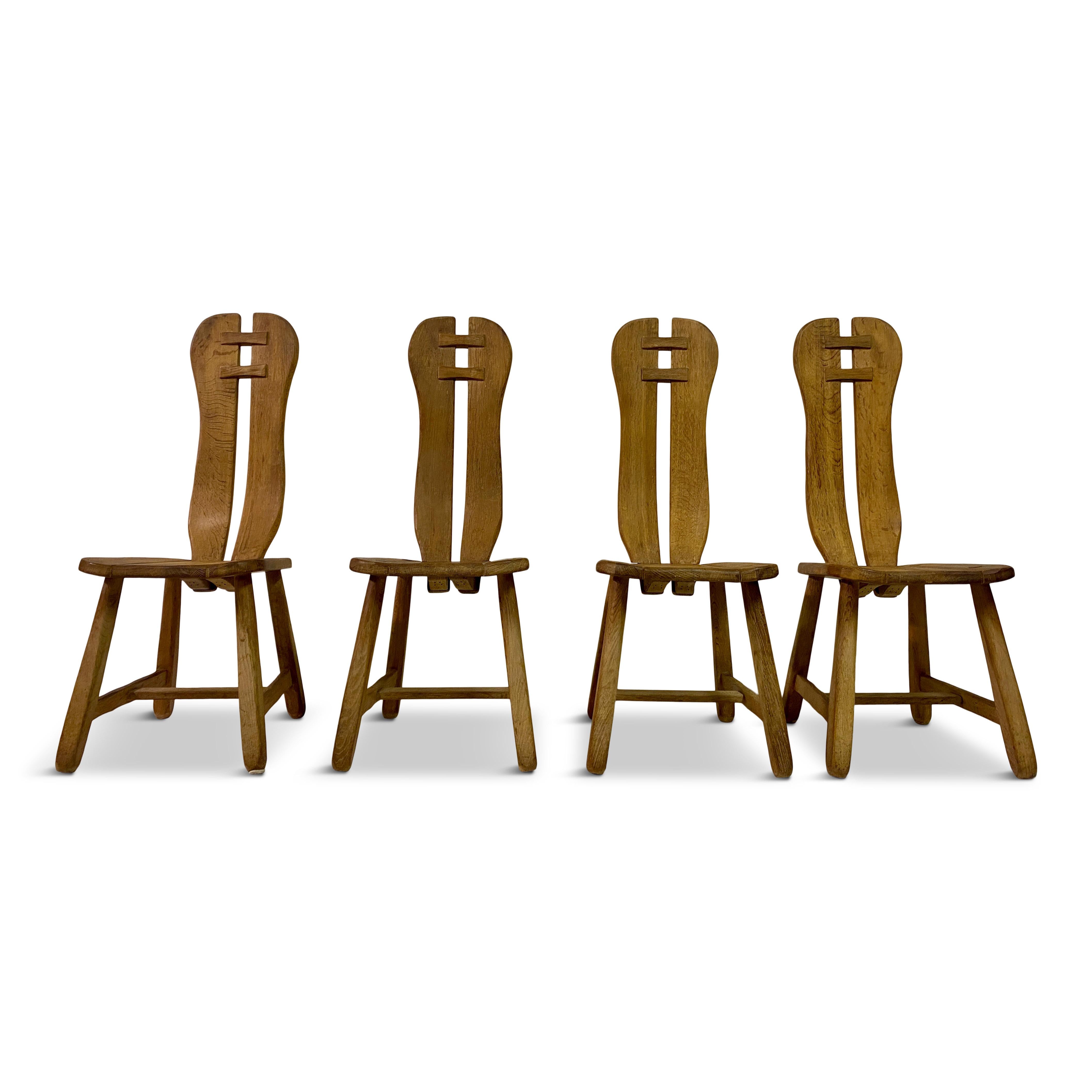 Set Of Four Brutalist Dining Chairs By De Puydt For Sale 5