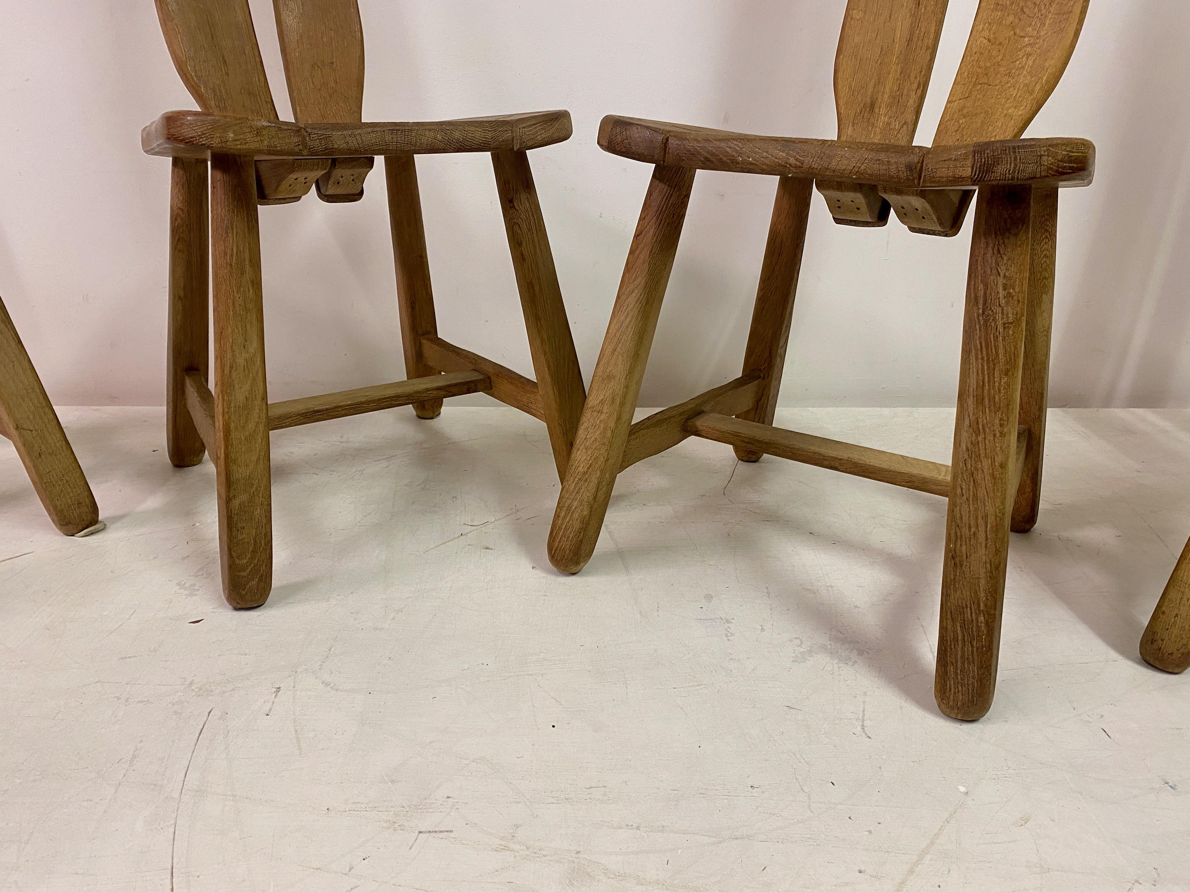 20th Century Set Of Four Brutalist Dining Chairs By De Puydt For Sale
