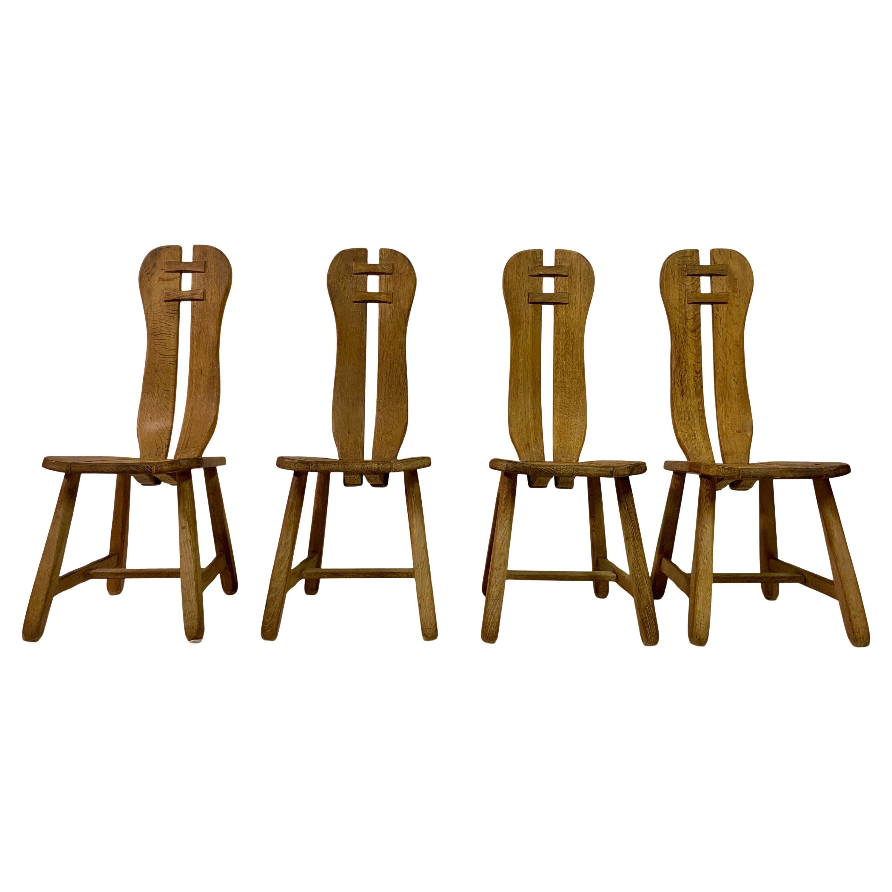 Set Of Four Brutalist Dining Chairs By De Puydt For Sale