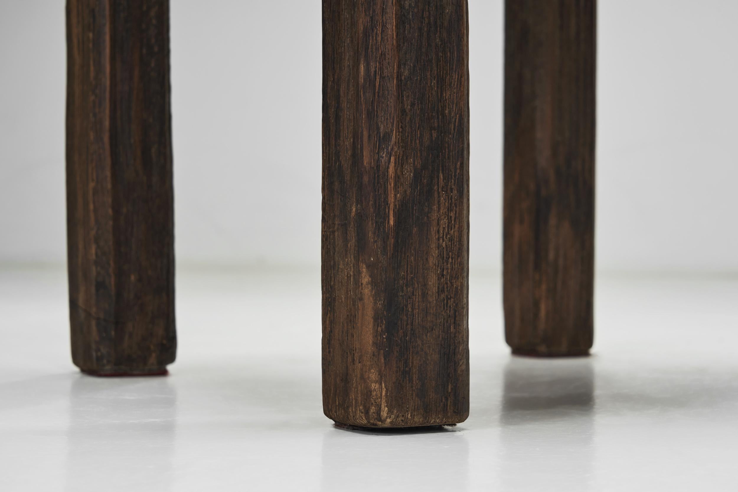 Set of Four Brutalist Dining Chairs with Rope Seats, Europe ca 1960s For Sale 8