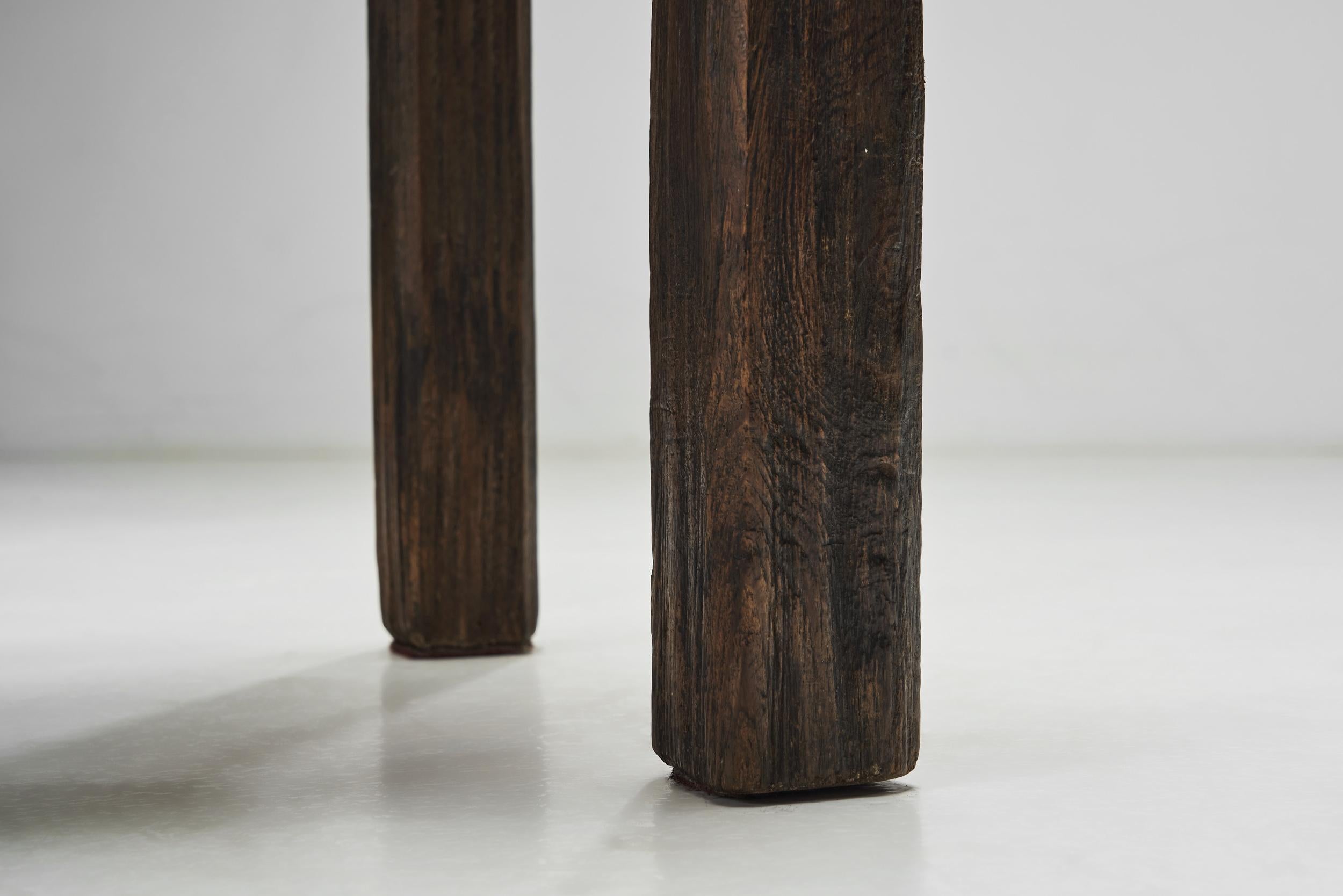 Set of Four Brutalist Dining Chairs with Rope Seats, Europe ca 1960s For Sale 9