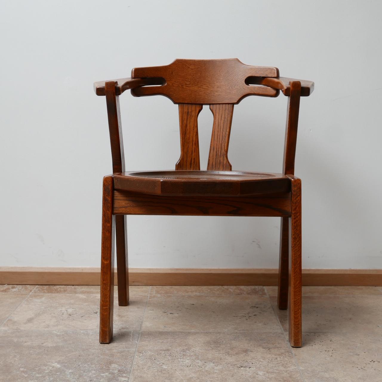 Set of Four Brutalist Mid-Century Oak Dining Chairs '4' 6