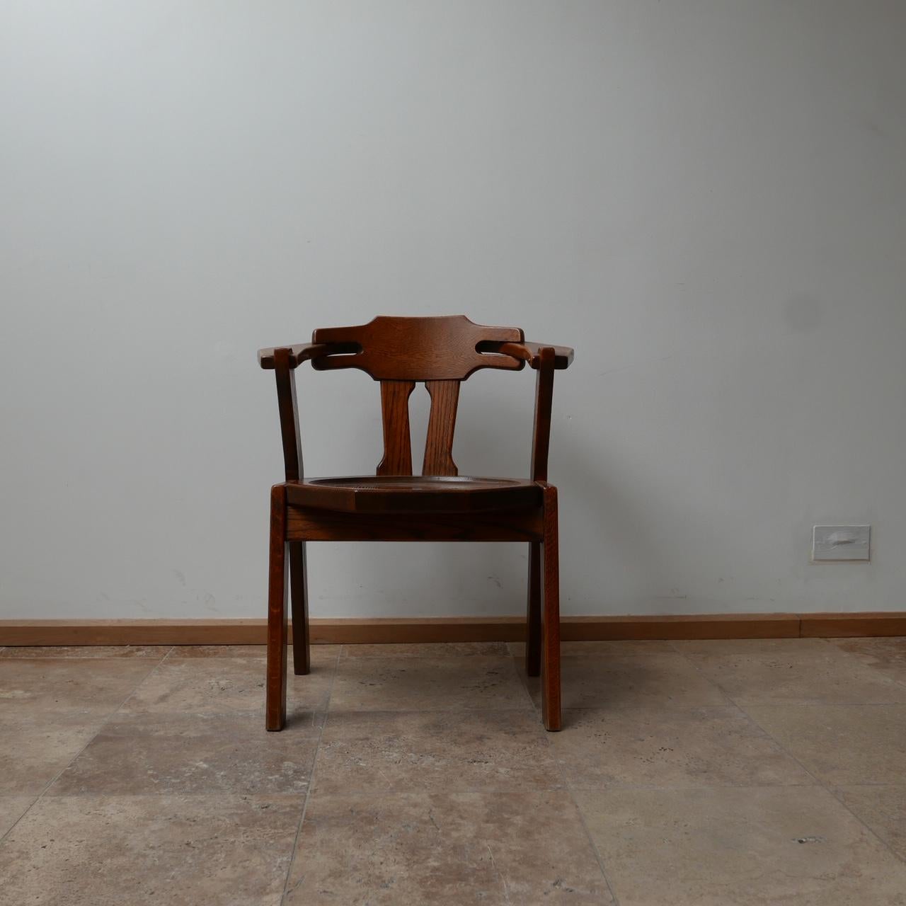 Set of Four Brutalist Mid-Century Oak Dining Chairs '4' 7