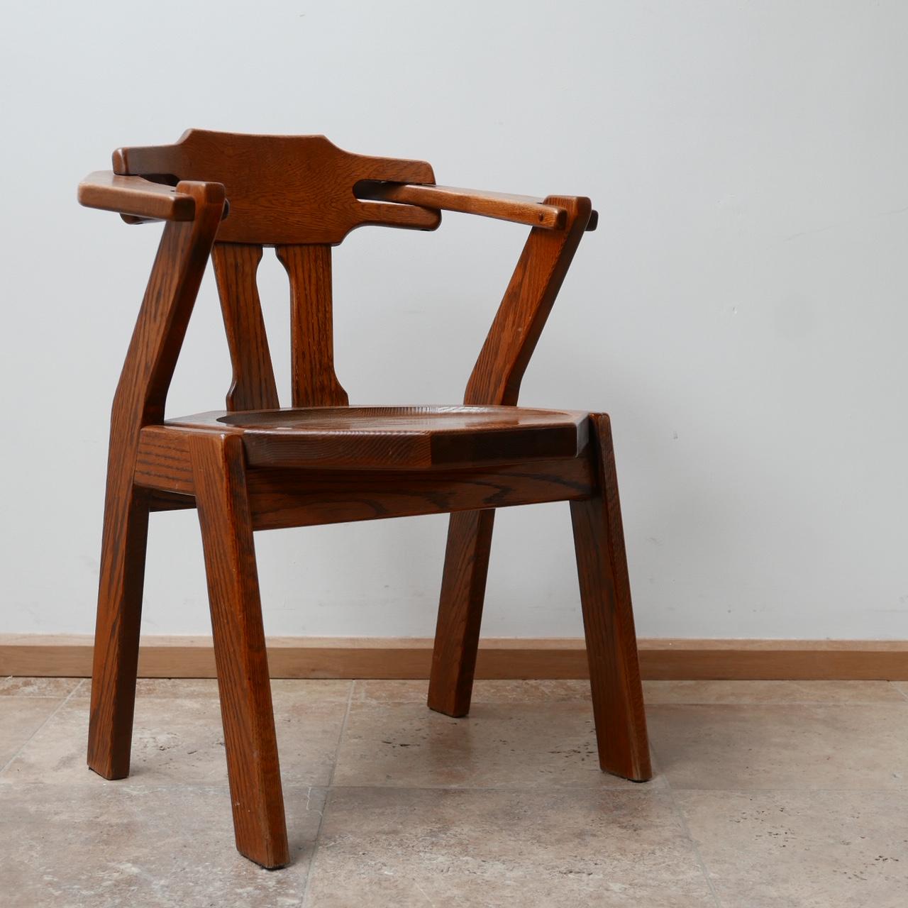 Set of Four Brutalist Mid-Century Oak Dining Chairs '4' 2