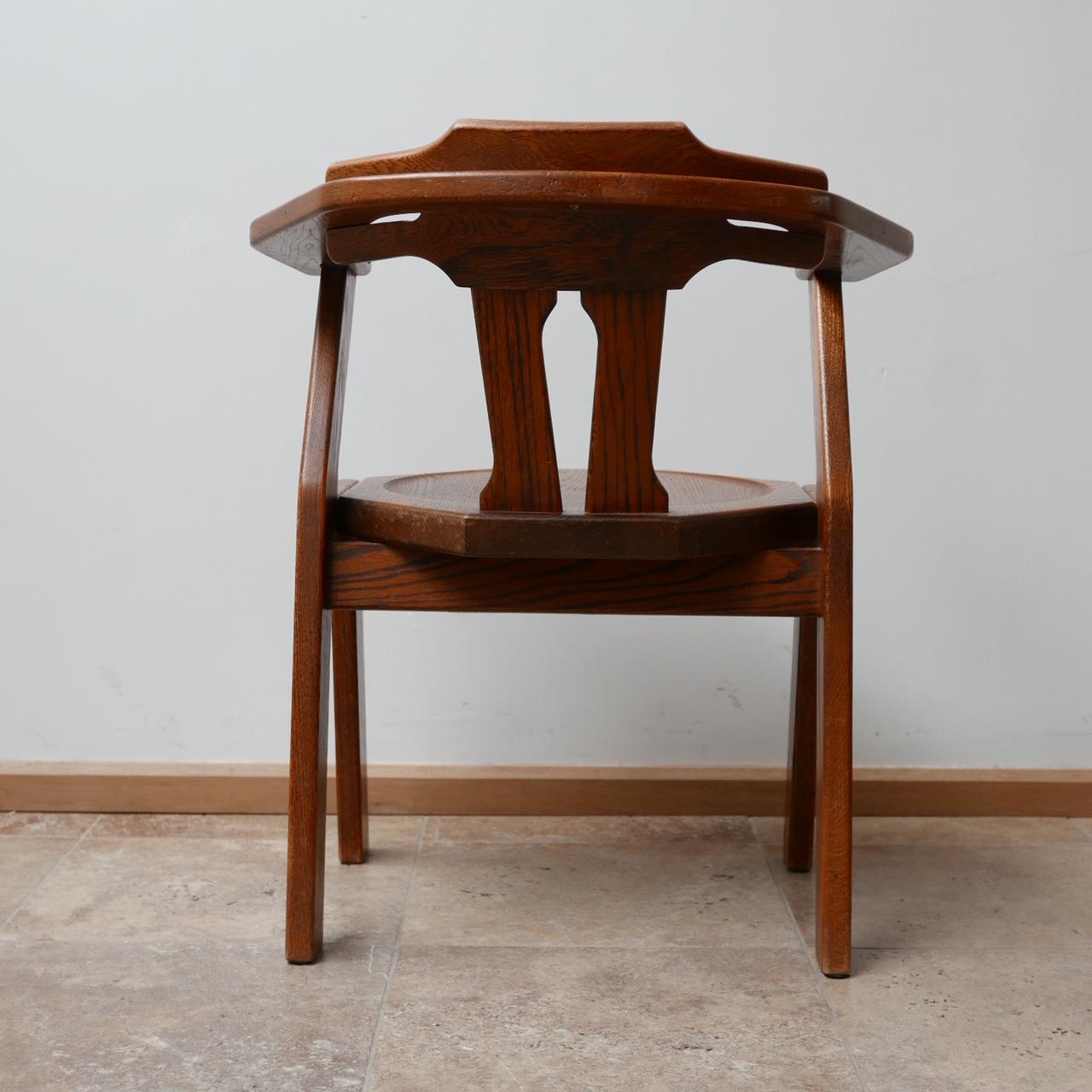 Set of Four Brutalist Mid-Century Oak Dining Chairs '4' 3