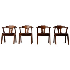 Set of Four Brutalist Mid-Century Oak Dining Chairs 
4
