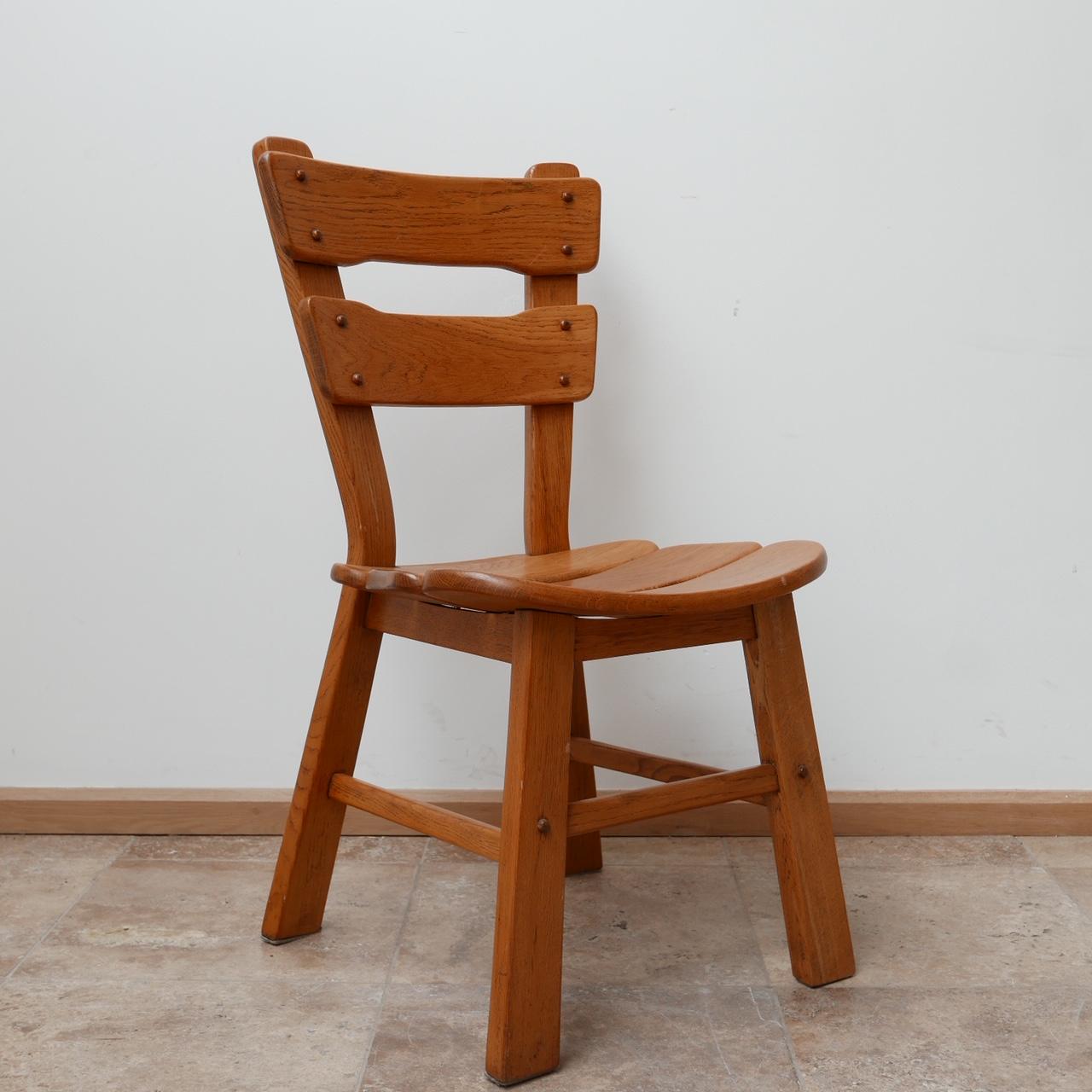 Set of Four Brutalist Oak Belgium Dining Chairs '4' 4