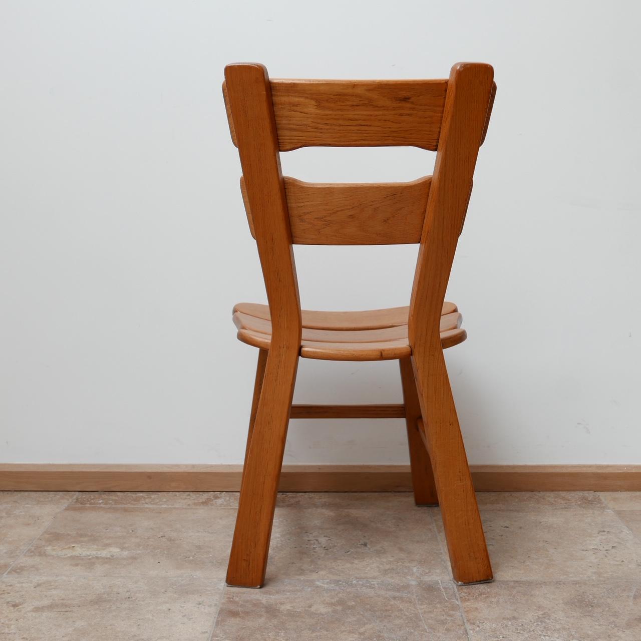 Set of Four Brutalist Oak Belgium Dining Chairs '4' 5