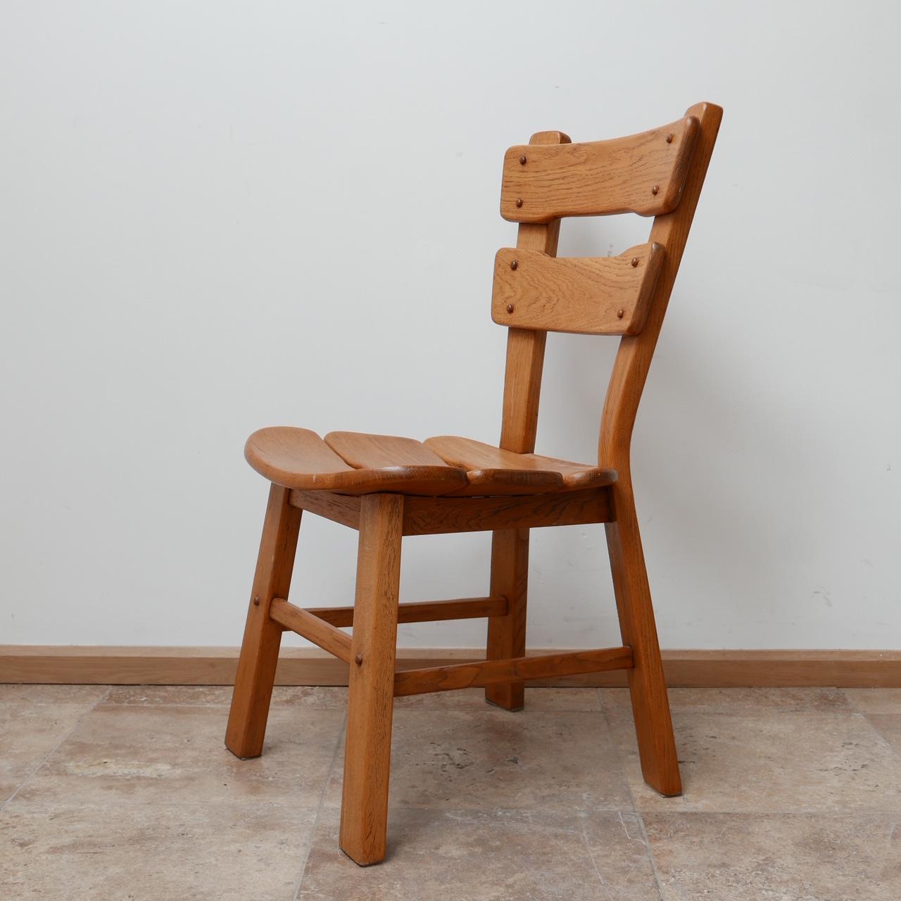 Set of Four Brutalist Oak Belgium Dining Chairs '4' 6
