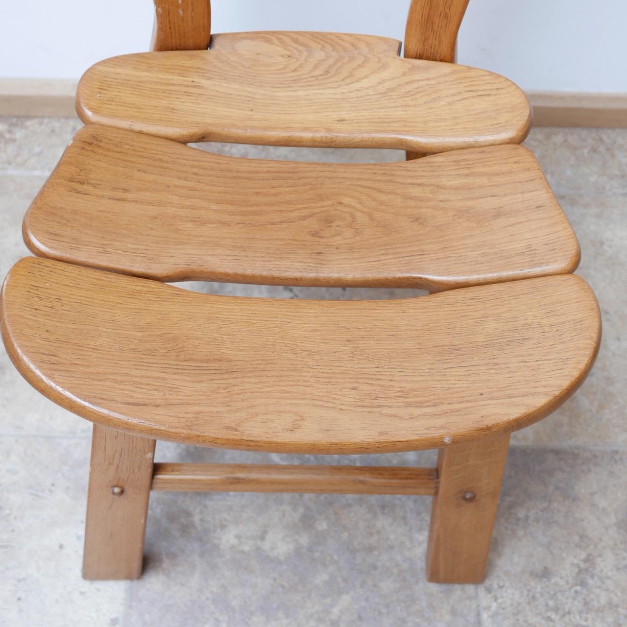 Set of Four Brutalist Oak Belgium Dining Chairs '4' 1