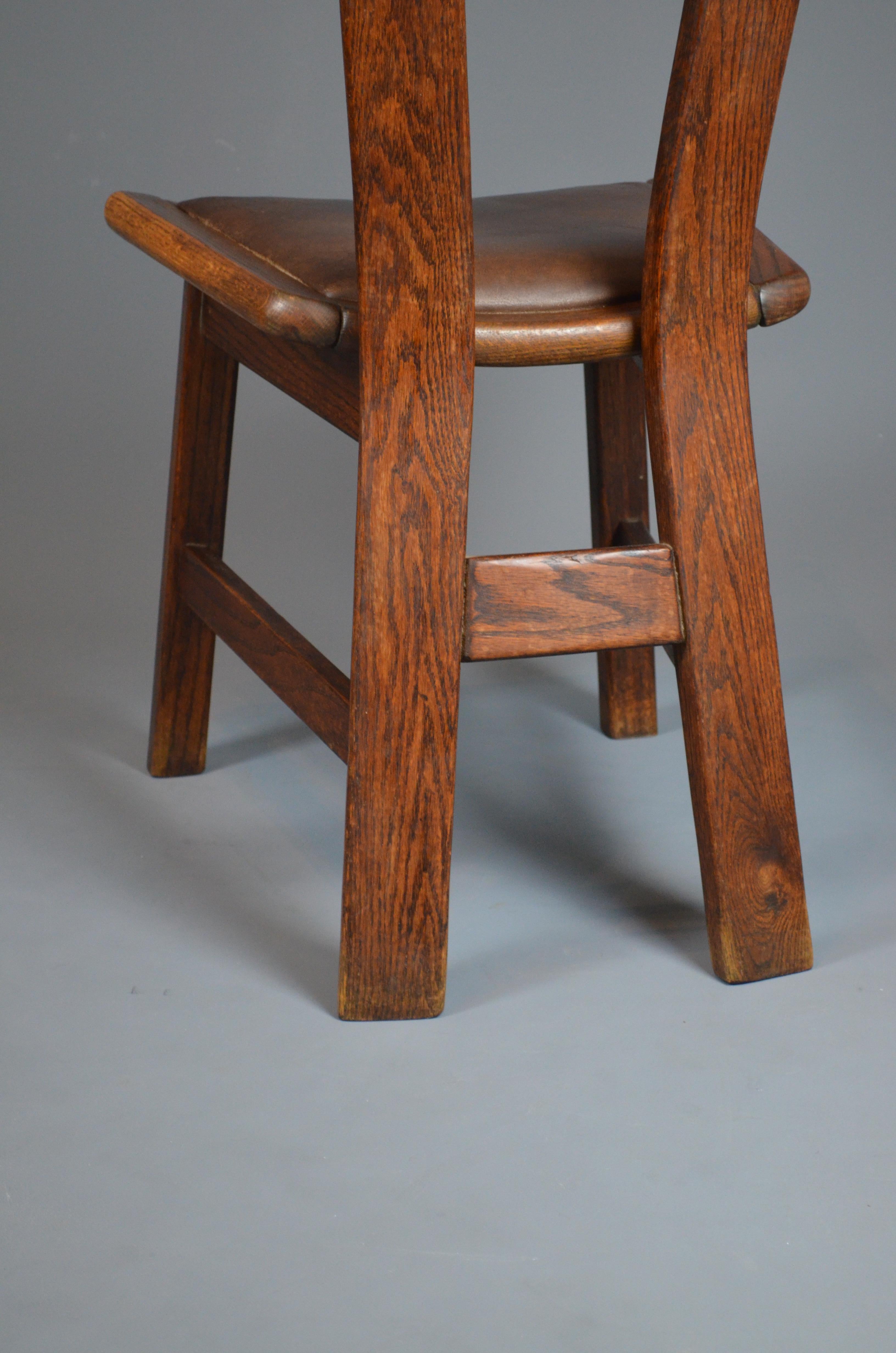 Set di quattro sedie da pranzo brutaliste in Oak, anni '60 in vendita 7