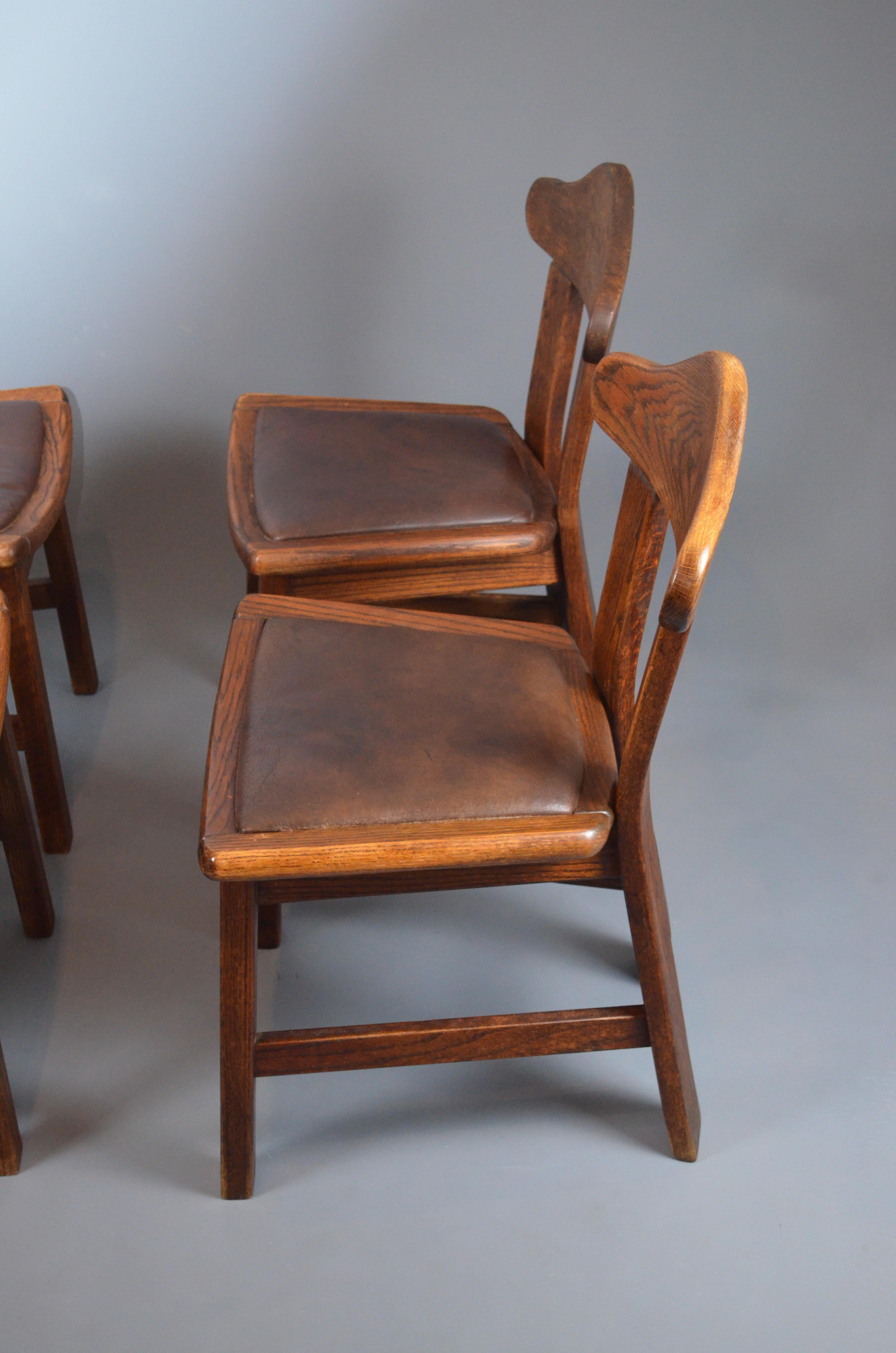 Set di quattro sedie da pranzo brutaliste in Oak, anni '60 in vendita 9