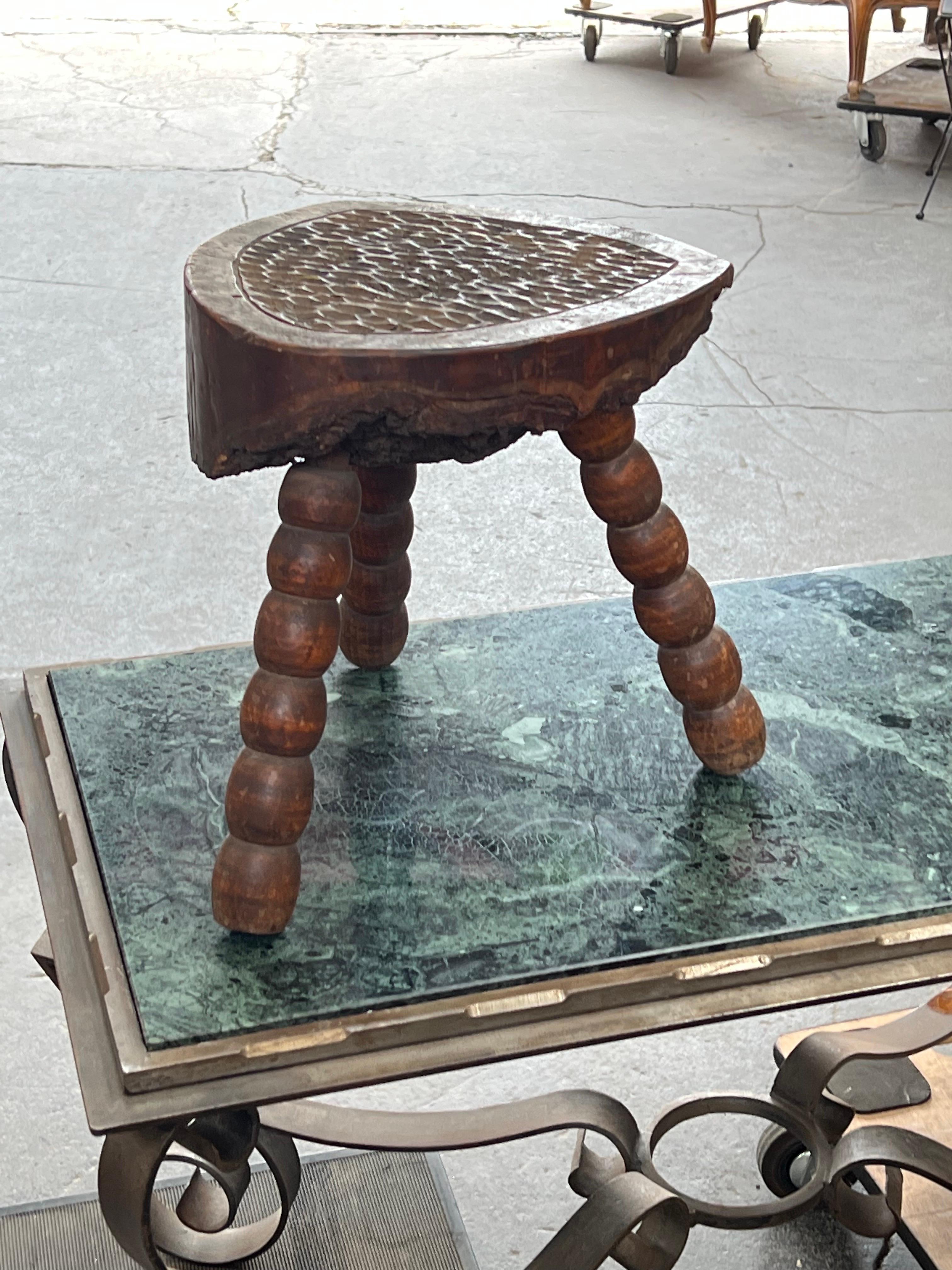 French Set of Four Brutalist Stools