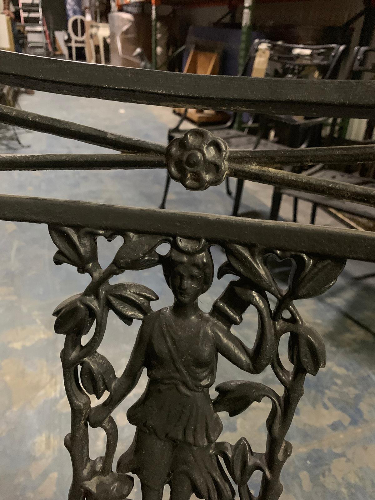 Set of Four by Molla Wrought Iron Neoclassical Diana the Huntress Garden Chairs 6