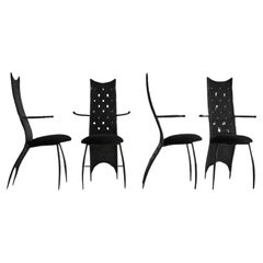 Set di quattro sedie da pranzo/trono francesi degli anni '70 A.I.C.