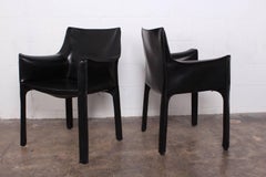 Set of Four Cab Armchairs by Mario Bellini for Cassina