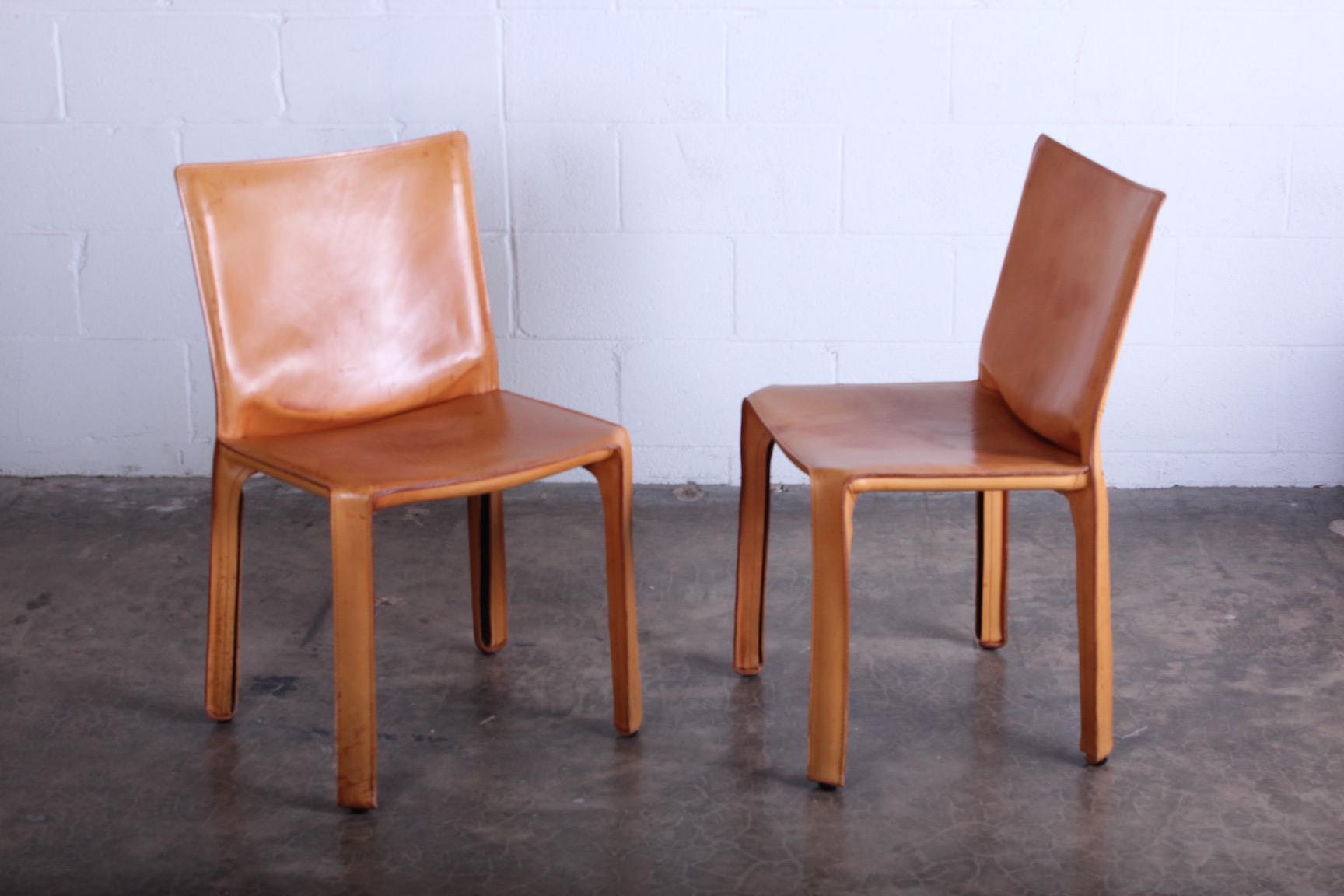 Leather Set of Four Cab Chairs by Mario Bellini