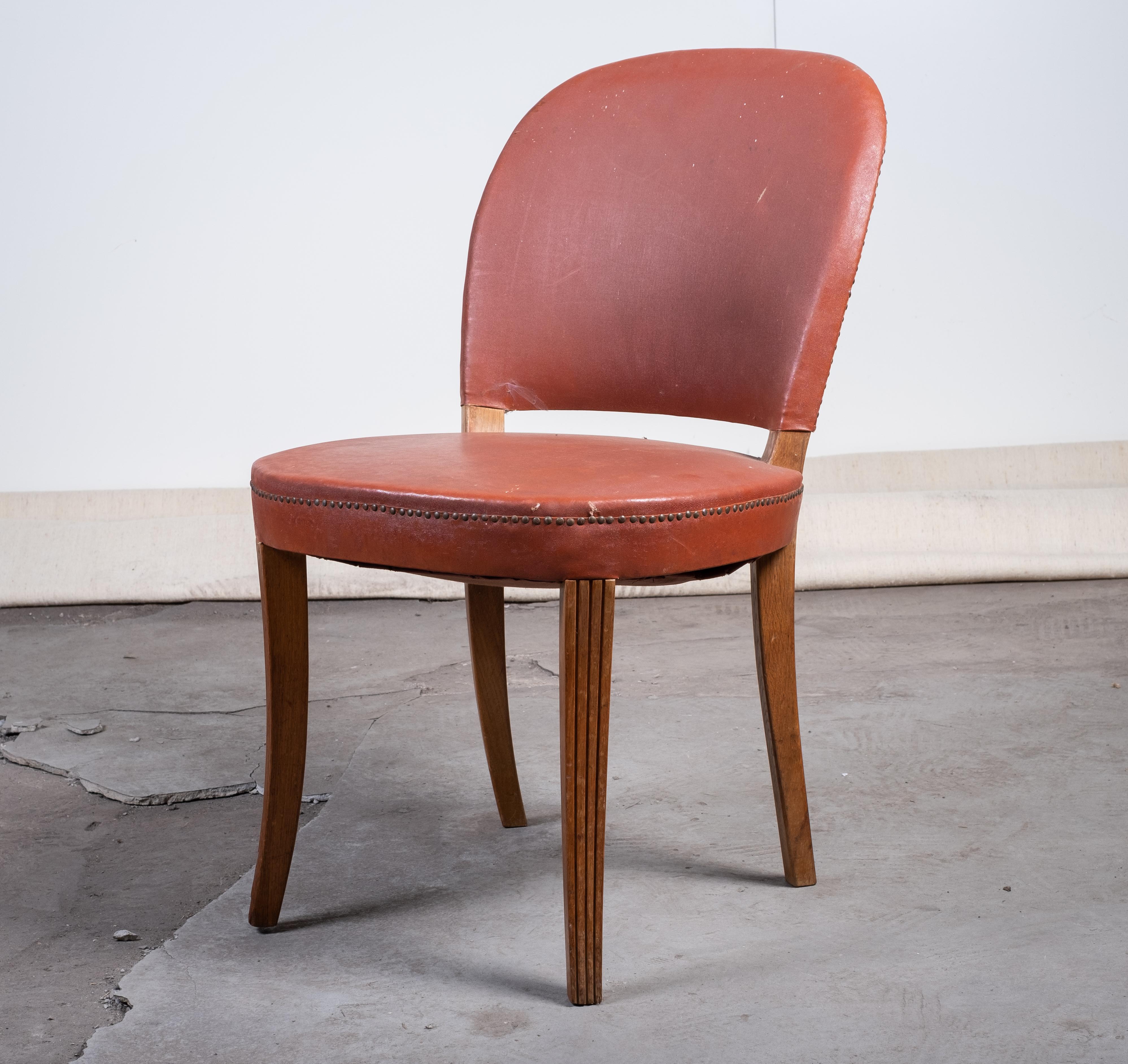 Satz von vier Café-Stühlen von Otto Schultz für AB Boet, 1930er Jahre (Kunstleder) im Angebot