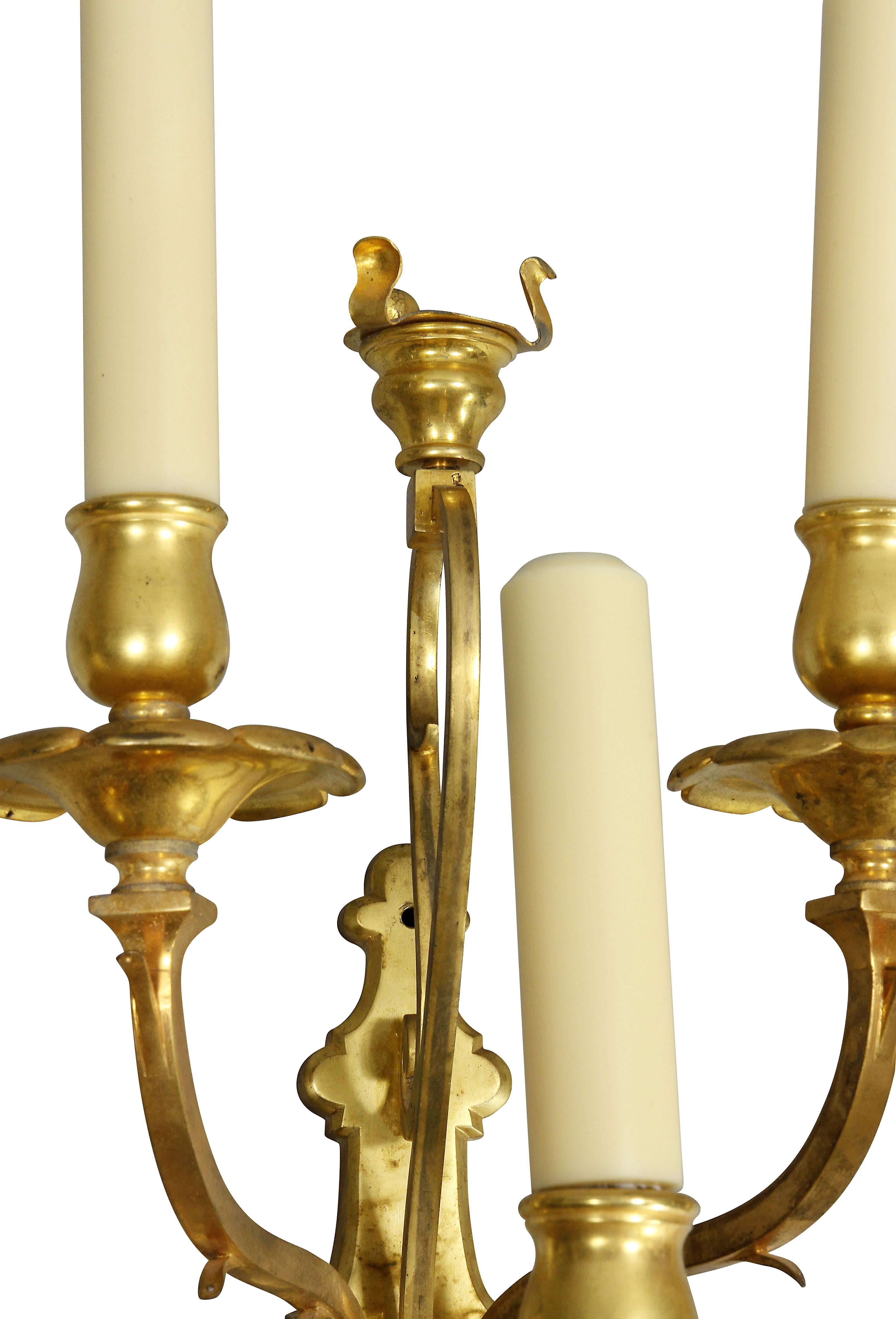 Neoclassical Revival Set Of Four Caldwell And Company Gilt Bronze Wall Sconces  For Sale