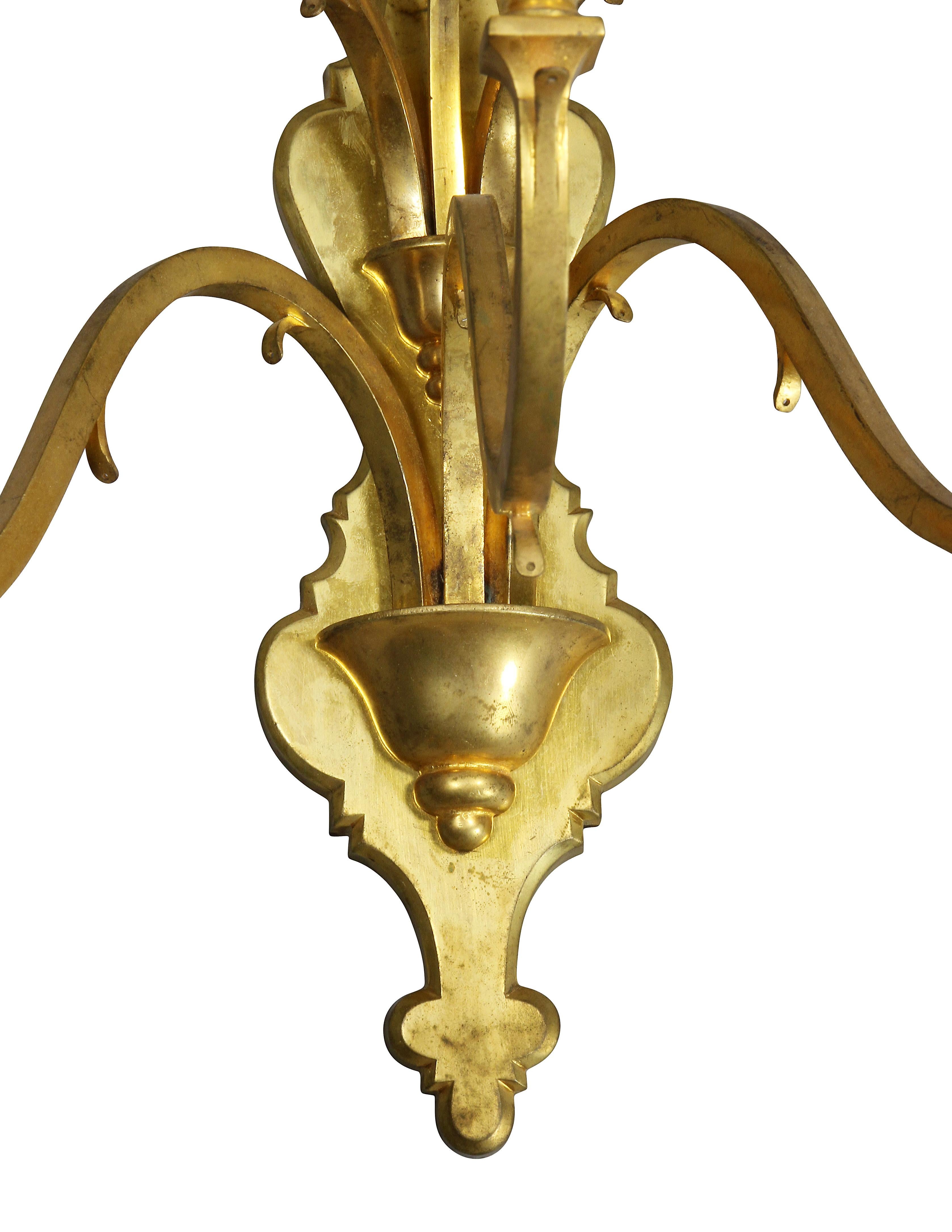 Juego De Cuatro Apliques De Bronce Dorado Caldwell And Company en Bueno estado para la venta en Essex, MA