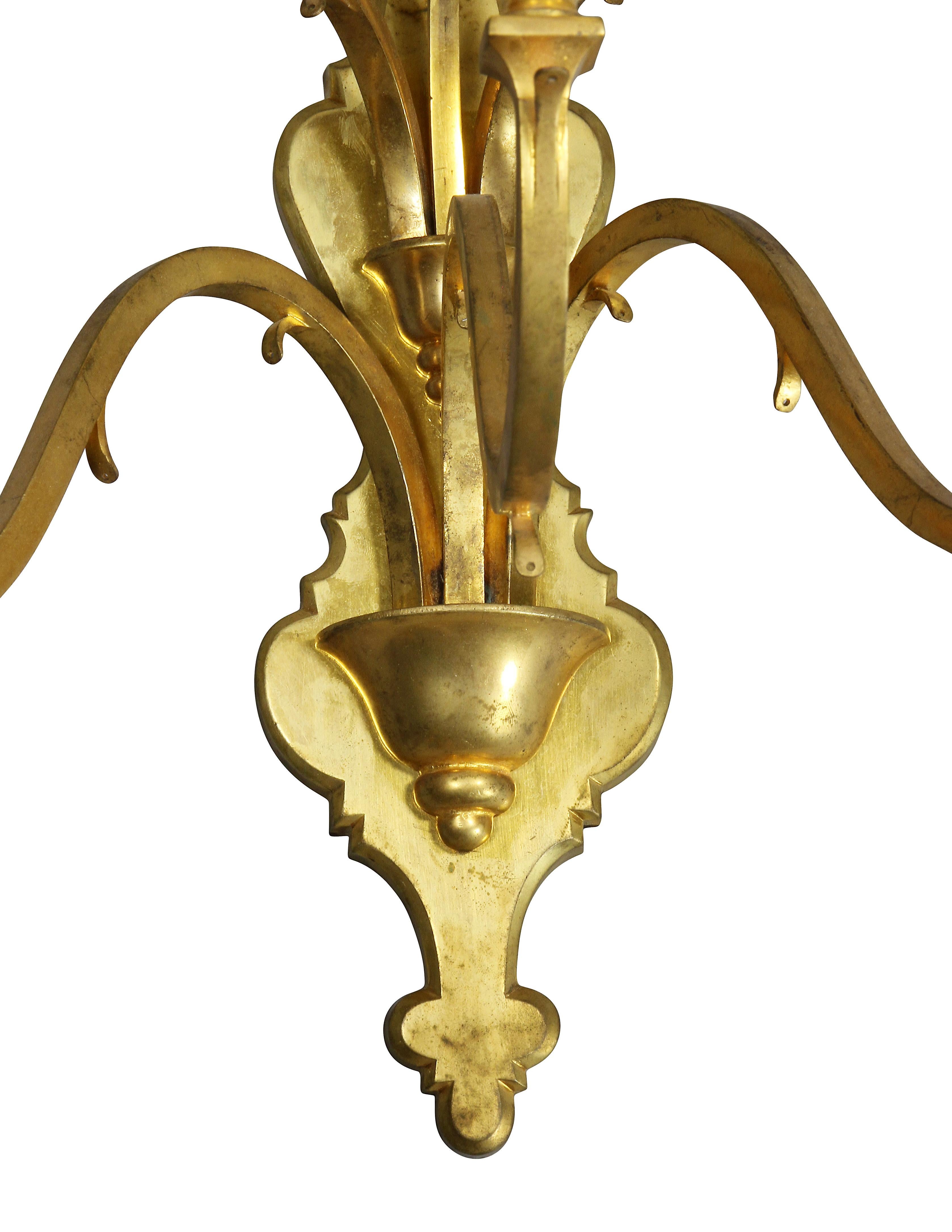 Set Of Four Caldwell And Company Gilt Bronze Wall Sconces  In Good Condition For Sale In Essex, MA